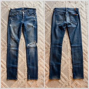7FAM Roxanne Distressed Straight Leg Jeans 26